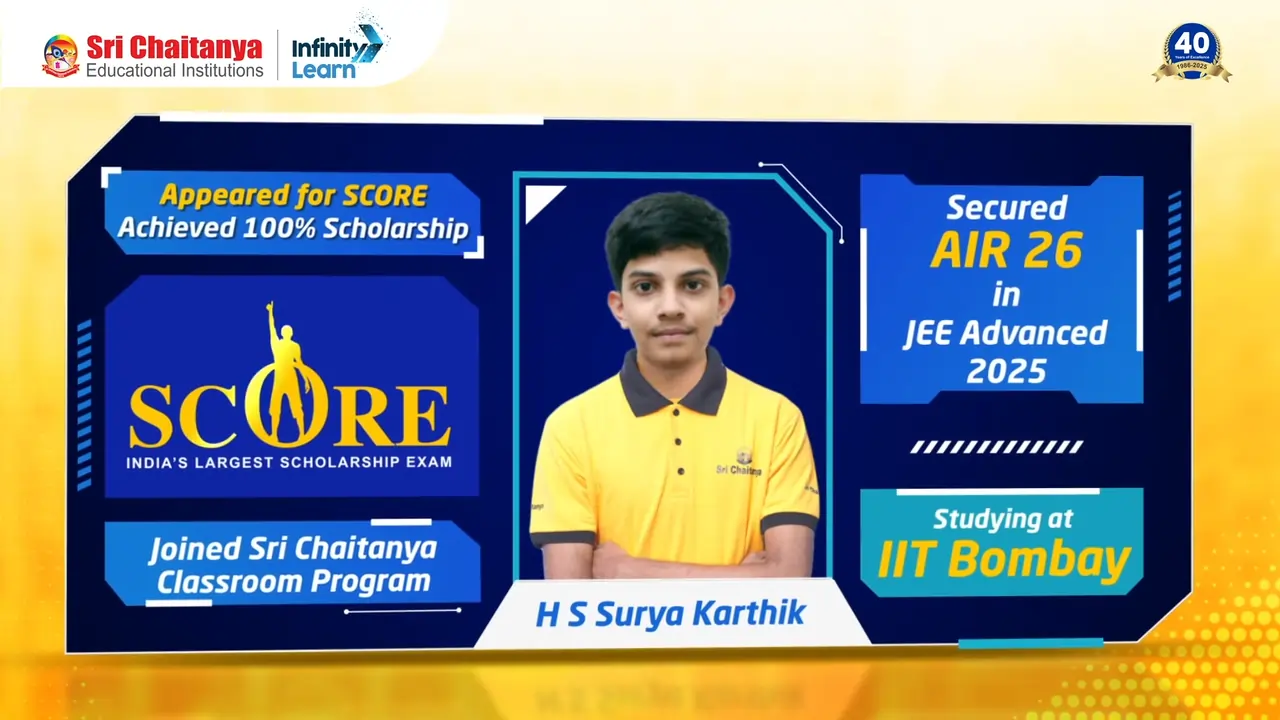 H S Surya Karthik — AIR 26 in JEE Advanced, studying at IIT Bombay