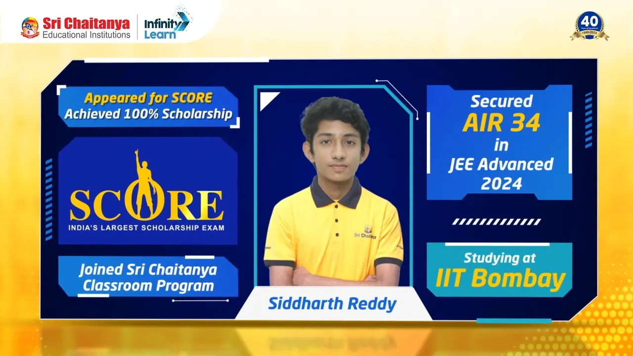 Siddarth Reddy — SCORE topper on the road to IIT