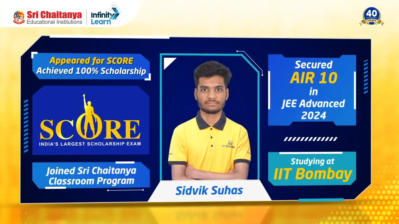 Sidvik Suhas — SCORE topper on the road to IIT